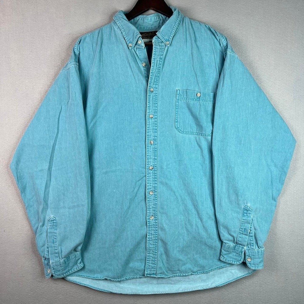 Vintage Eddie Bauer Clothing Outfitter Blue Button Down Shirt